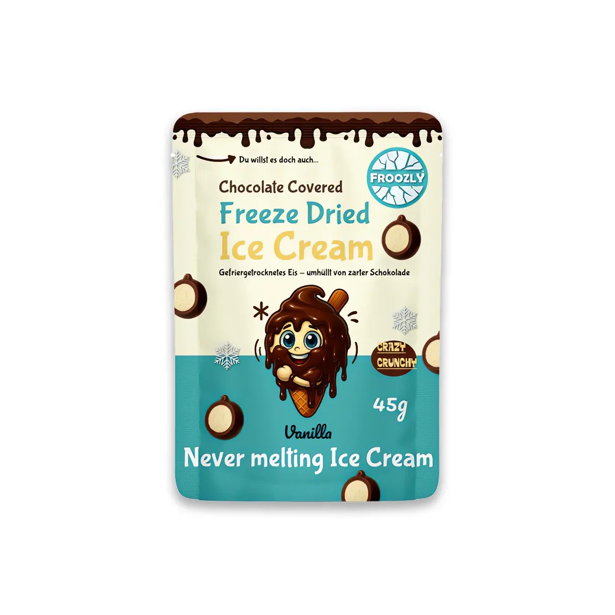 Froozly Freeze Dried Ice Cream- Vanilla Ice Dark 45g
