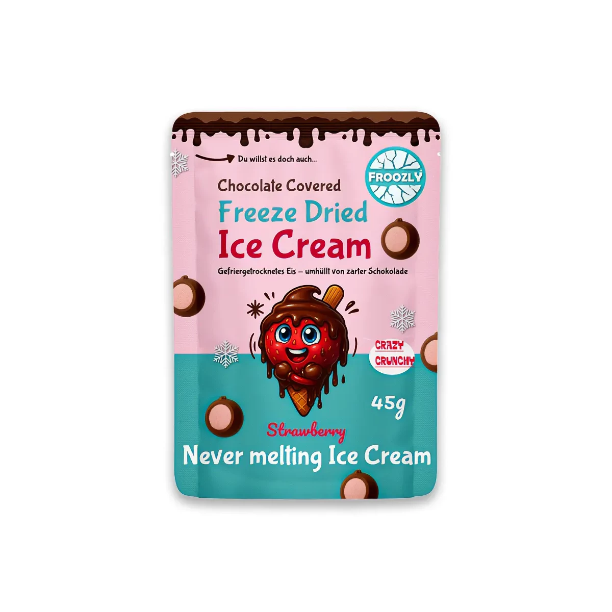 Froozly Freeze Dried Ice Cream- Strawberry Ice Dark 45g