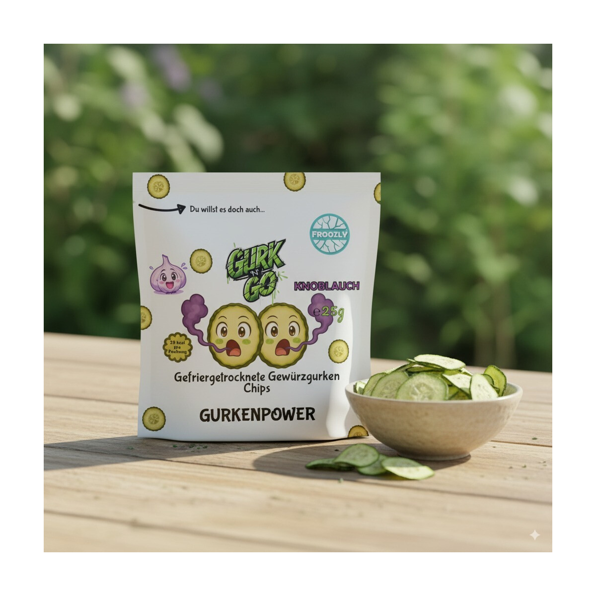 Froozly Gefriergetrocknete Gewürzgurken - Knoblauch 25g