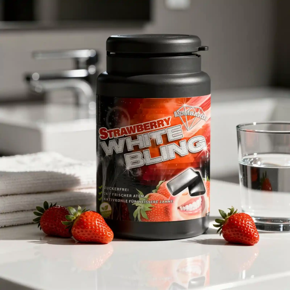 White Bling - Aktivkohlekaugummi - Strawberry by Pietro...